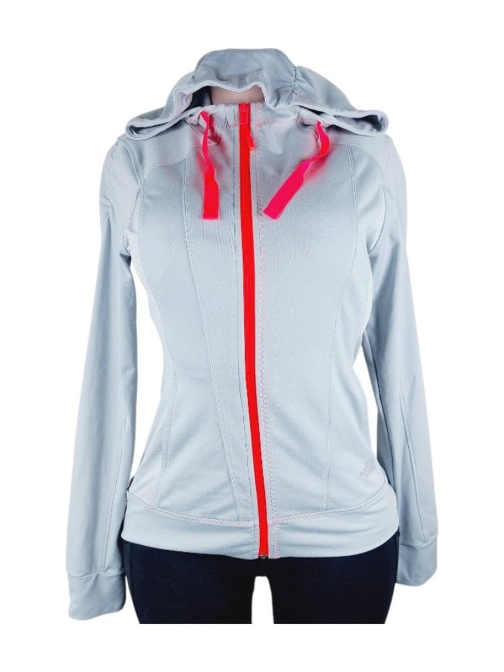 The North Face Women's Gray Neon Pink Performance Full-Zip Hoodie Size M